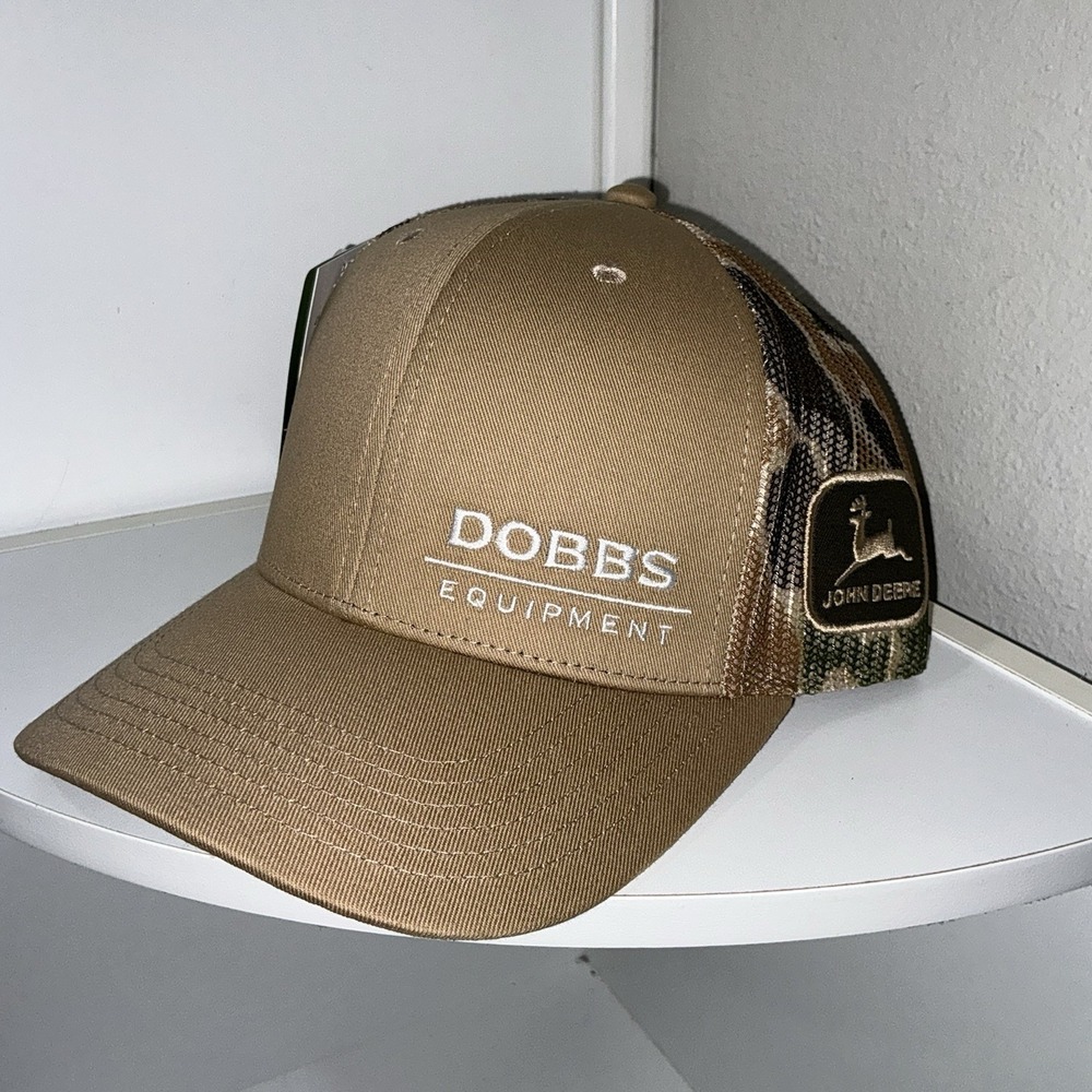 John Deere GENUINE Hat Trucker Style Snapback Khaki Camouflaged Mesh NWT - Picture 2 of 6